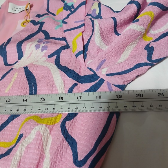 Tanya Taylor Pink Floral Print Wrap Jumpsuit Cropped Sleeve Tie Waist Size 6 - Picture 10 of 14
